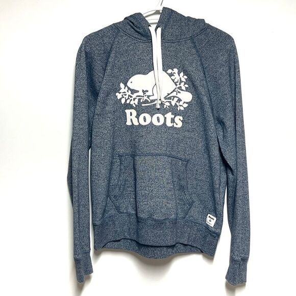 Roots Heathered Blue Kanga Hoodie Womens Sz M - Picture 1 of 3